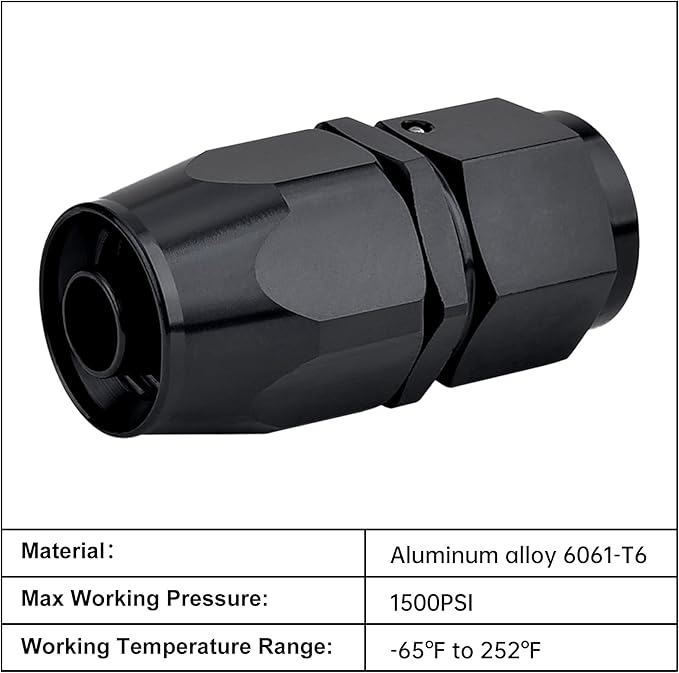 EVIL ENERGY 10AN Hose End Fitting Straight Swivel for CPE Braided Hose Black