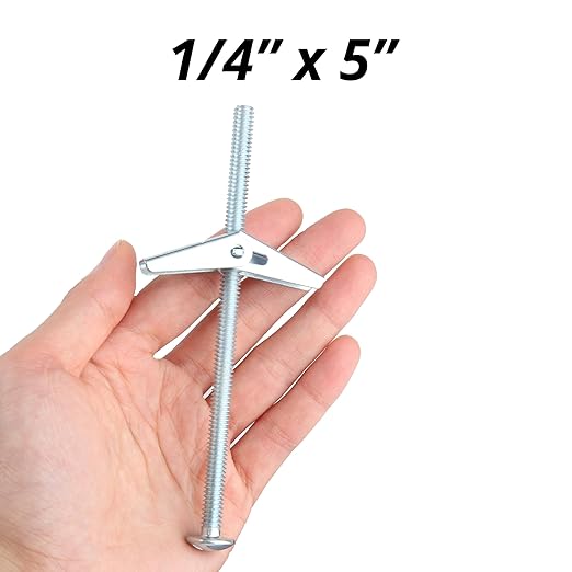 HASWARE Toggle Bolt Zinc Plated Steel and Wing Nut for Hanging Heavy Items on Drywall 1/4x5 (8 Pack)
