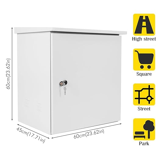 Electrical Junction Box IP55 Waterproof Metal Galvanized Electrical Enclosure Wall/Pole Mounted for Electrical Services and Battery Accessories