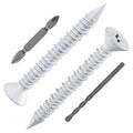 WenSilon(30 PCS) 3/16" x1-3/4 White Concrete Screw Anchor White Flat Head for Anchoring to Masonry, Block or Brick Stucco