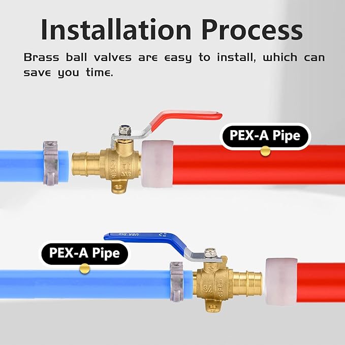 6-Pack Foskan Brass PEX-A Expansion Drop Ear Full Port Ball Valve, 3/4" Shut-off Valve for Hot and Cold Water Distribution(Blue and Red)