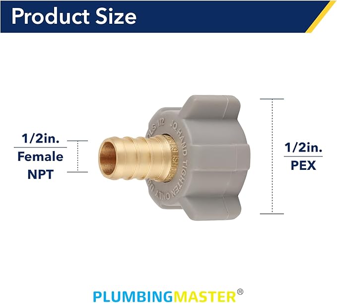 (Pack of 25) PLUMBINGMASTER Pipe Fitting - 1/2" Pex 1/2" Female NPT Swivel Adapter Barb Crimp Fitting, Anti-Corrosion,No Lead, 5 Year Warranty, (PEX1807202-25PCS)