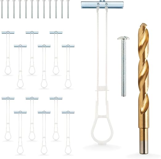 1/4”-20 Quick Easy Heavy Duty Toggle Anchors with Bolts - Hollow Wall Anchors with Steel Wings, Adjustable Up to 2 1/2" Thick Wall, Holds Up to 1080 Lbs, Heavy Duty Drill Bit Included (24 Pack)