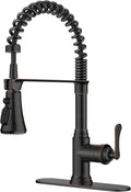 FORIOUS Rustic Kitchen Faucet with Pull Down Sprayer Oil Rubbed Bronze, 3 Modes Stainless Steel High Arc Vintage Spring Sink Faucet 1 or 3 Holes for Pot Filler, Farmhouse Camper Wet Bar