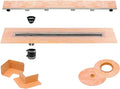 All-in-one Waterproof Linear Shower Drain Kit with 28 Inch Off-set Outlet Channel Body (KL1VO60E70) and Drain Grate Assembly (Cover) in Tileable Design(KL1DROE70)