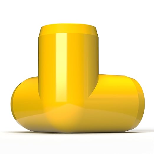 FORMUFIT 1/2” 3-Way Elbow Furniture Grade PVC Fitting in Yellow, Made in USA, UV-Resistant, Impact-Proof, 0.840” Actual Socket Diameter (Pack of 10)