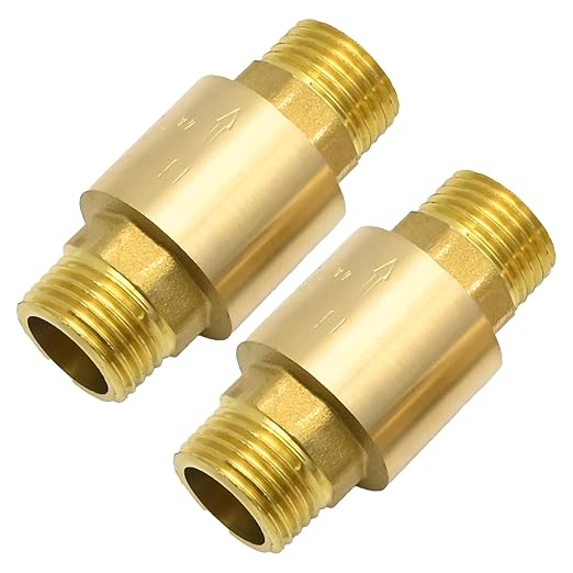 2Pcs Brass in-Line Spring Check Valve DN15 1/2" Male Thread, One-Way Non-Return Vertical Check Valve, Prevent Water Back-Flow for Water Oil