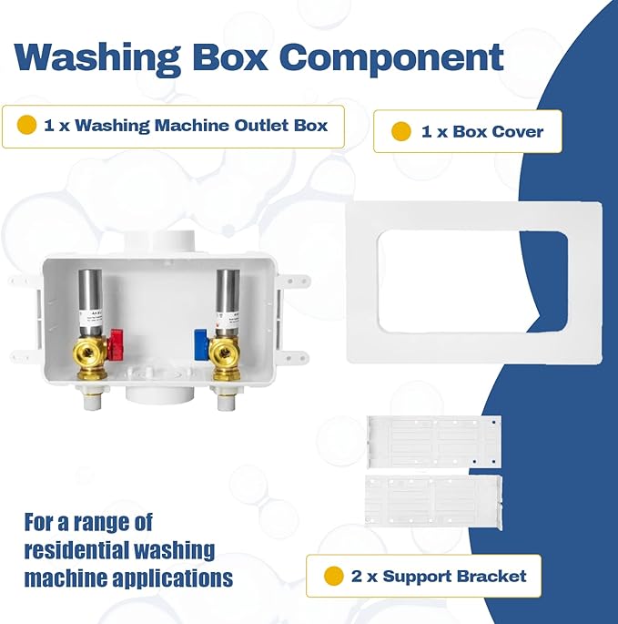 10-PACK GUOFIS Washing Machine Outlet Box with Center Drain,PEX Laundry Washer Box with Stainless Steel Water Hammer Arrestor (1/2"CPVC Connection Inlet X 3/4"MHT Outlet)