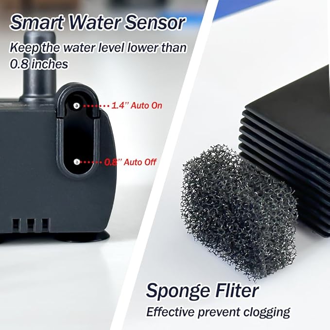 Automatic Small Sump Pump with Water Sensor, 5 FT Lift 55 GPH 115V/230V Mini Condensate Pump with Float Switch, Water Removal for Dehumidifier, Air Conditioner, Ice Maker, Basement, Auto On Off