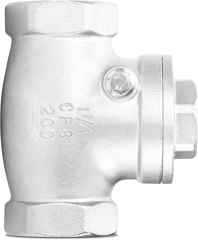 TAISHER 1PCS 304 Stainless Steel 1-1/4" NPT Female Swing Check Valve，Backflow Prevention, One Way Check Valve CF8 WOG 1000