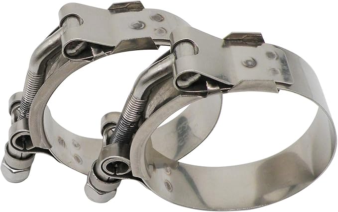 ROADFORMER 41mm - 47mm T-Bolt Hose Clamp - Working Range 1.62" - 1.85" for 1.75" Hose Outside OD, Stainless Steel Bolt and Band Floating Bridge and Nylon Insert Locknut (41mm - 47mm, 2 pack)