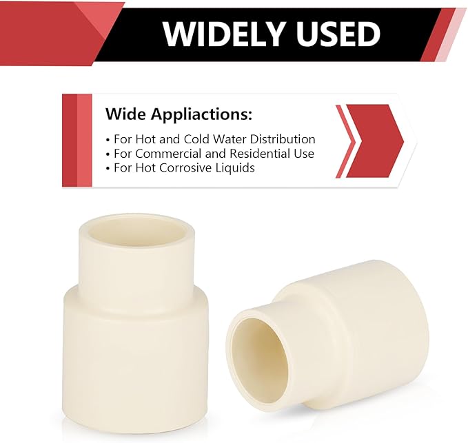 (50 Pieces) EFIELD 1" x 3/4" CPVC Pipe Fittings, Slip x Slip (Socket) Coupling, For Hot and Cold Water Plumbing,(CPVC029-10-50PCS)