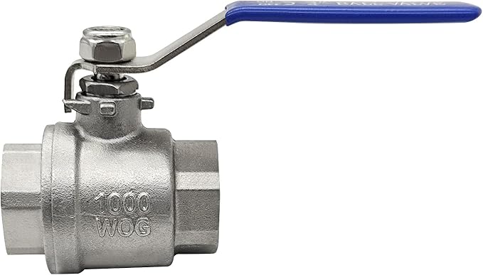 1/2" NPT Female 304 Stainless Steel Full Port Ball Valve with Blue Vinyl Handle 1000 WOG 2PCS (1/2 inch)