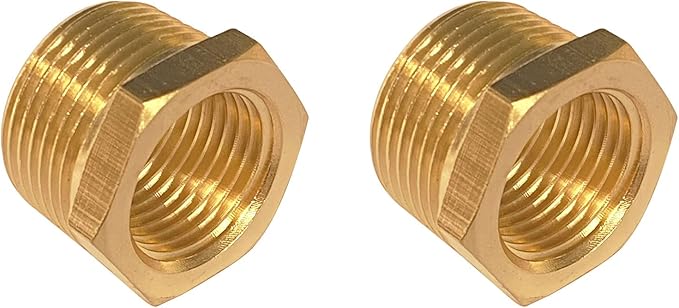 YOUHO 3/8 to 1/4 reducer Brass Threaded Pipe Fitting 3/8 Inch NPT Male x 1/4 Inch NPT Female Hex Bushing Adapter (Pack of5)