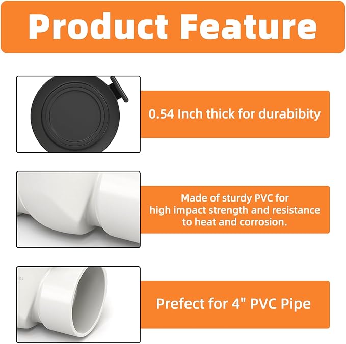 GASHER 4" PVC Backflow Preventer Valve, Sewer Check Back Flow Preventer Drain Backflow Preventer Valve for a Variety Of Drainage Systems