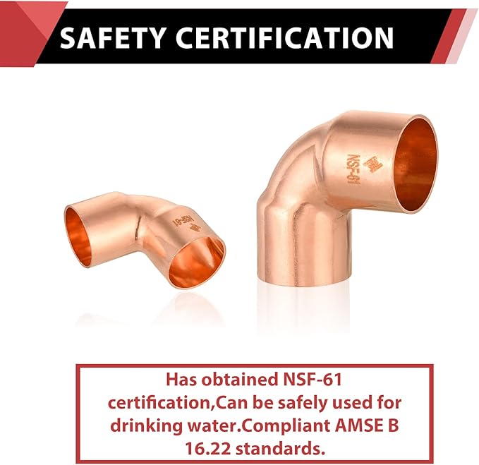 (Pack of 25) EFIELD 5/8" C X 5/8" C Short Radius Copper 90 Degree Elbow, LF Copper Plumbing Fittings with Sweat Solder Connection