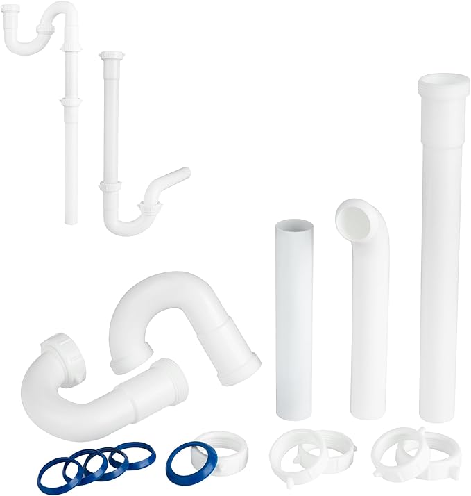 Bathroom Sink Drain Kit,for Most 1-1/4” Bathroom & Kitchen Sink Drain Repair,1-1/4” P Trap or S Trap Sink Plumbing Kit,Sink Pipe Replacement Parts