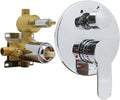 Solid Brass 3 Way Round Pressure Balancing Mixer Shower Valve Replacement Wall Mount Shower Diverter Valve Kit Shower Control Valve Polished Chrome