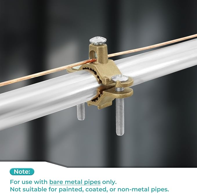 Copper Ground Clamp Set, Includes Grounding Rod (1/2”-5/8”) & Pipe/Conduit Clamp (1/2”-1”)