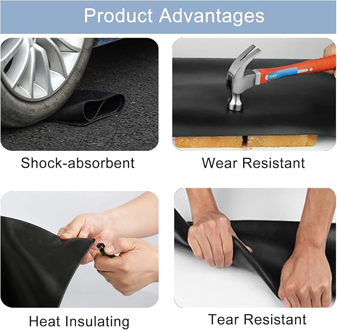Nisorpa Neoprene Rubber Sheet Rolls, 3.3x6.6 ft 1/8'' Thick Solid Rubber Sheet Silicone Roll Insulated Roll Heatproof Oil Resistance for DIY Gasket/Material Sealing/Garage Floor Mat
