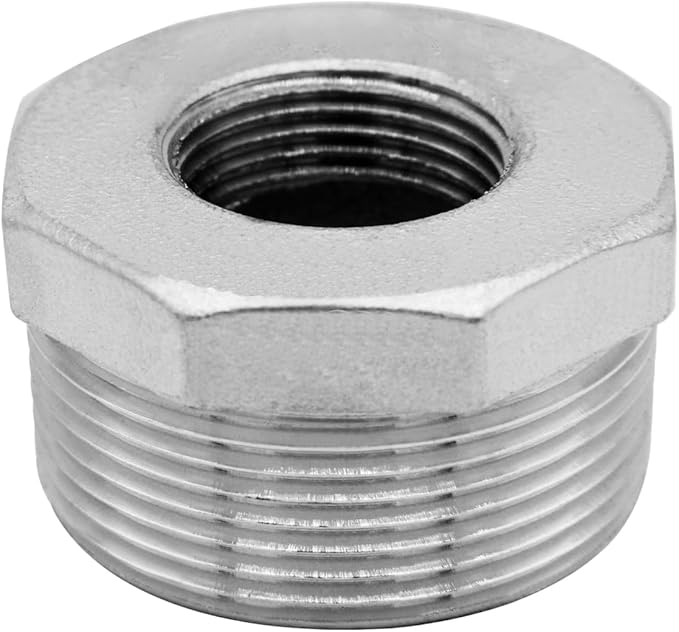 Stainless Steel 1-1/4" Male NPT to 1" Female NPT Reducer Hex Bushing Pipe Fitting Adapter (pack of 2)