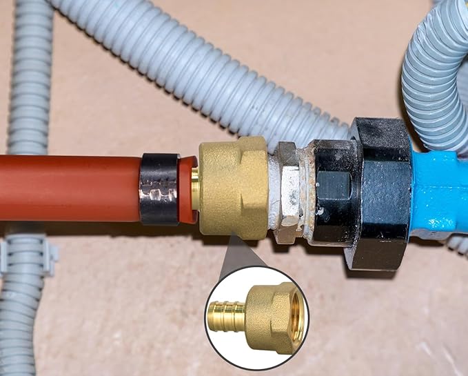 5 Pack PEX 1/2" x 1/2" NPT Female Fittings, Full Port for PEX pipes in plumbing jobs