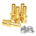JoyTube 5 Pcs Hose Barb Fittings 3/4" Barb to 1/2" NPT Male Thread Brass Metals Adapter Connector with Hose Clamp