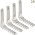 SAYAYO Heavy Duty Floating Shelf Bracket 4 Inch x 4 Inch, Stainless Steel Wall Shelf Brackets & Supports Brushed Nickel L Bracket, Angle Brackets Corner Brace for Wood, 4Pcs