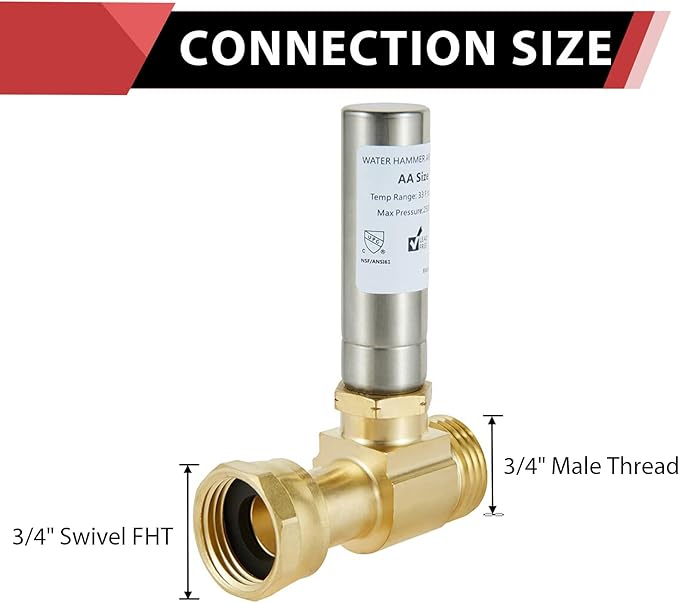 (Pack of 10) EFIELD S-241 Straight Stainless Steel Water Hammer Arrestor For Washing Machine, 3/4 Inch Swivel FHT x 3/4 Inch MHT,(HAMMER020-10PCS)