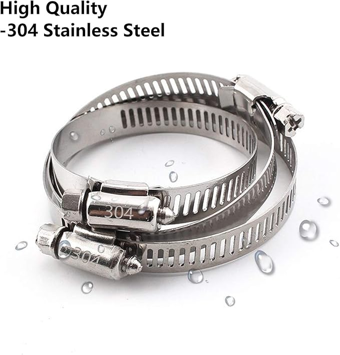 Hose Clamp, 25 Pack Stainless Steel Worm Gear fuel line hose clamps, 16-25mm (5/8-1 inch)