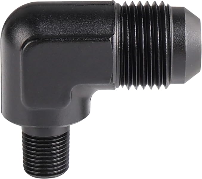 EVIL ENERGY 8AN Male Flare to 1/8" NPT Pipe 90 Degree Fitting Aluminum Anodized Black