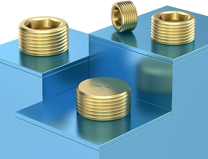 12PCS 3/8" NPT Brass Male Pipe Plug Fitting Hex Counter Sunk Pipe Plug (3/8" NPT)