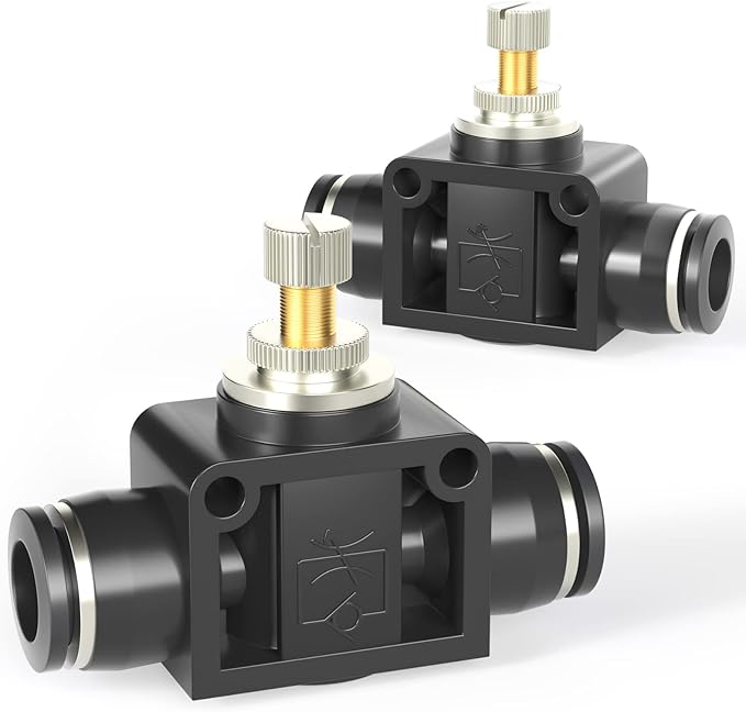 TAILONZ PNEUMATIC SCF-1/2 Air Flow Control Valve with Push-to-Connect Fitting, in-Line Speed Controller Union Straight - 1/2 Inch Tube OD x 1/2 Inch Tube OD（Pack of 1）