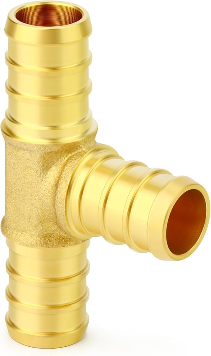 GASHER 2Pcs No Lead Brass 1/2" Pex Tee Fittings, 1/2 Inch Pex Fittings for Pex Tubing