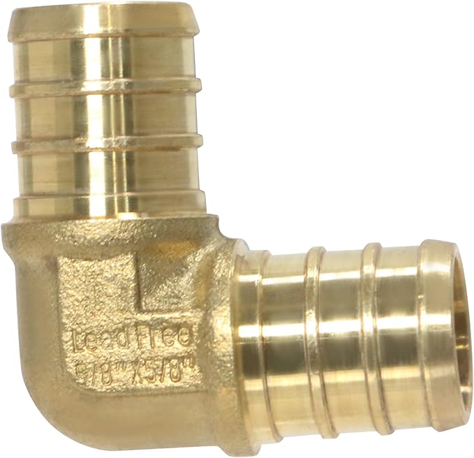 XFITTING Pex 5/8 Inch x 5/8 Inch Pex Elbow Brass Crimp Fitting, 25-6-1=10X, 10 Pieces