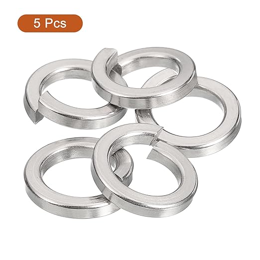 uxcell 5 Pcs Spring Lock Washer, M16 Split Lock Washer Assortment 316 Stainless Steel Lock Washers for Screws Bolts Nuts, Silver