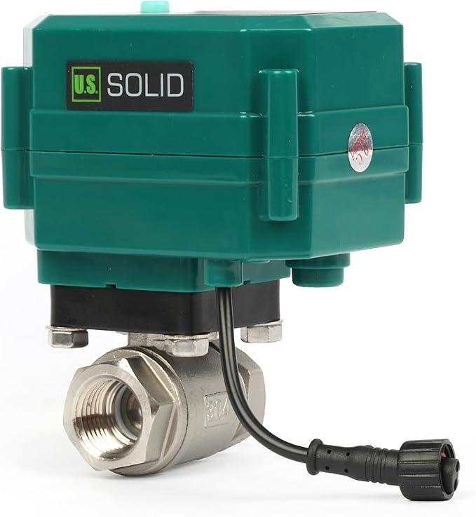 U.S. Solid 1/2" Smart Motorized Ball Valve - Stainless Steel Remote App Mobile-control Electrical Ball Valve with Manual Switch, Plug Connection