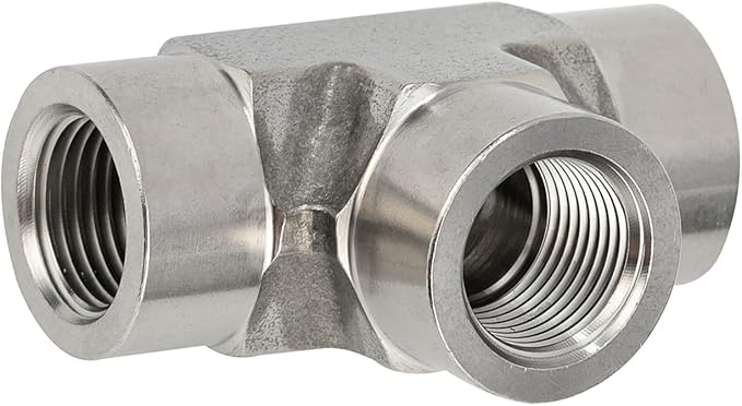Metalwork 304 Stainless Steel Forged Pipe Fitting Tee Union 1/8" NPT Female x 1/8" FNPT Female x 1/8" NPT Female 2 Pcs