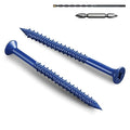 35Pcs 3/16 x 3-1/4 Inch Concrete Screws Anchor with Drill Bit, Blue Flat Head Masonry Brick Stucco Cement Block Screws, Diamond Point