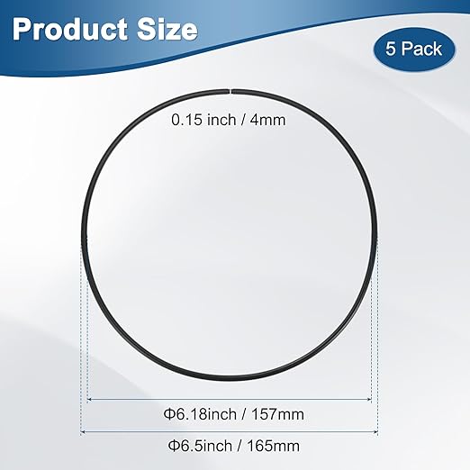 5-Pcak Nitrile Rubber O-Rings, 157mm ID, 165mm OD, 4mm Width, Metric Sealing Washer Gasket for Automotive Machine Plumbing/Faucet/Air or Gas Connections, Resists Oil and Heat
