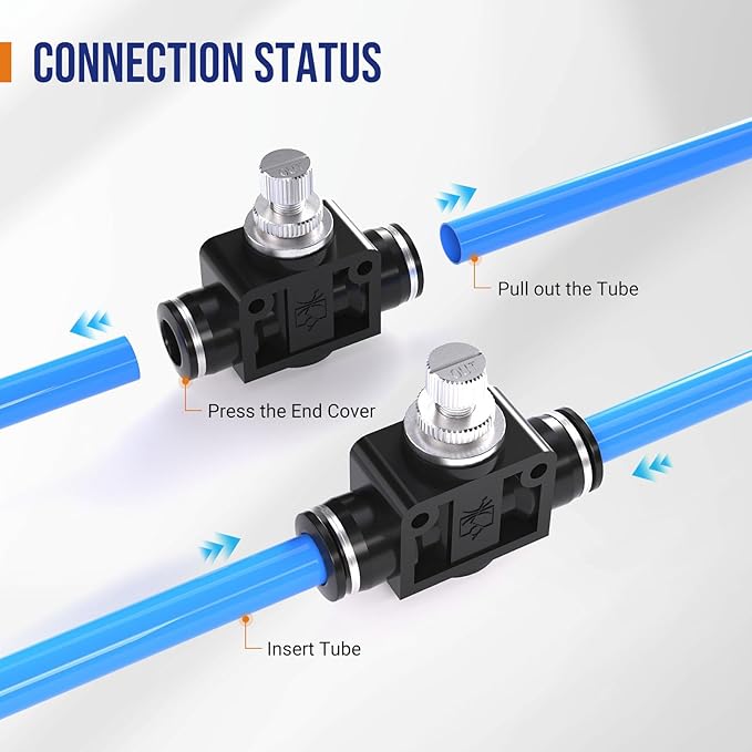 5/16(8mm) Push To Connect Valves,Pneumatic 5/16(8mm) Air Control Valve,Quick Push To Connects Fittings,Throttle Flow Speed Controller