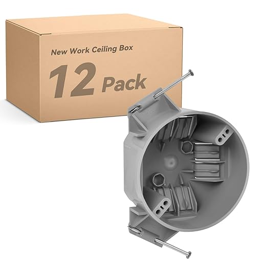 20 Cubic Inch New Work Ceiling Electrical Box, Ceiling Light Box for New Construction, PVC, UL Listed, 12 Pack