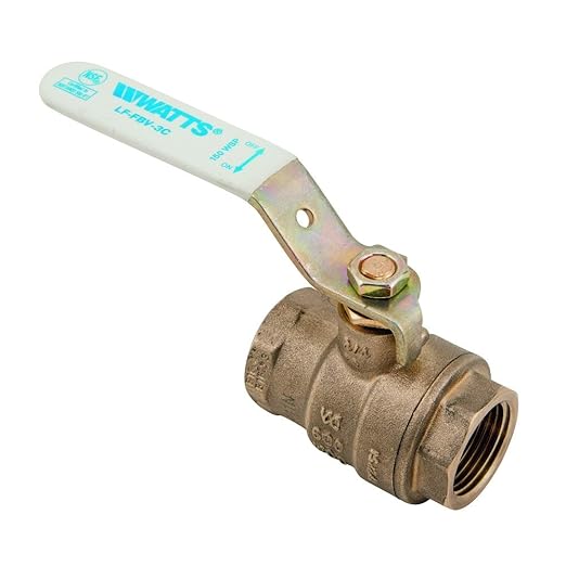 Watts LFFBV-3C-M1 Series 3/8" Lead-Free 2-Piece Full Port Chrome-Plated Brass Ball Valve with Female Threaded End Connections, Copper Silicon Alloy Body, O-Ring Seal, Steel Handle