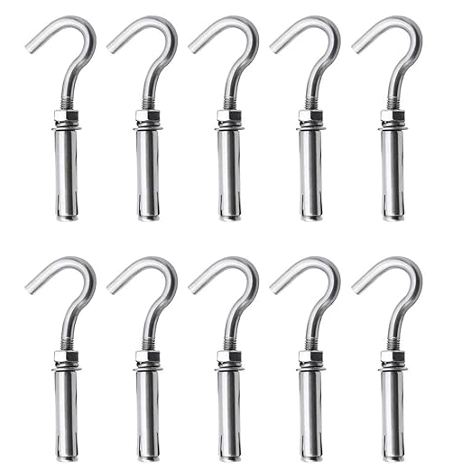 Concrete Wall Hook, Lsqurel 304 Stainless Steel Concrete Anchors Heavy Duty Open Expansion Bolts for Concrete Wall (M8-10Pack)