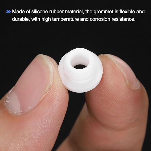 MECCANIXITY 20Pcs Snap Silicone Rubber Grommet Plug Mount Dia 8mm ID 5.5mm Narrow Groove Width 2mm Seal Anti-Scratch Sleeves for Electrical Box Cable Pipes White