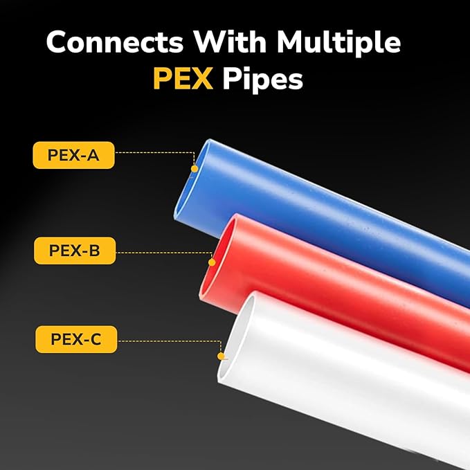 Pex Fittings, 1/2" Pex 90 Degree Elbow, Heavy-Duty Brass Crimp Fittings for PEX Pipes with Leak-Resistant Construction, NSF & UPC Certified, 5-Pack