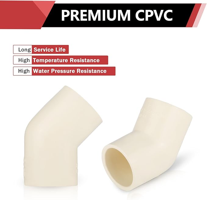 150-PACK EFIELD CPVC Elbow,3/4" Slip x Slip 45-Degree Elbow Fitting,(CPVC008-20-150PCS)