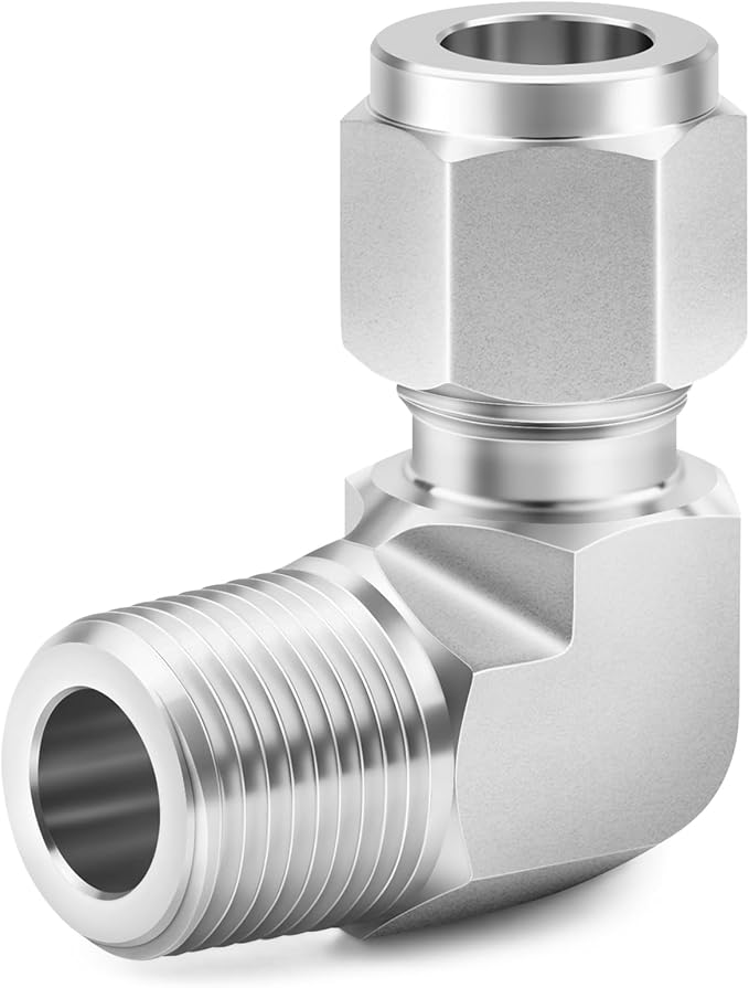 ChillWaves 304 Stainless Steel Compression Tube Fitting, 1/2" OD x 3/4" NPT Male 90 Degree Elbow Compression Union Connector(1-PACK)