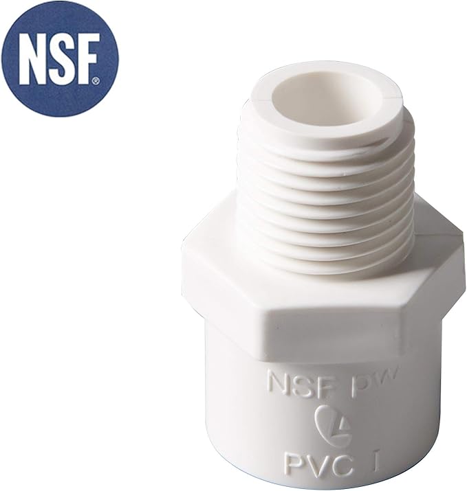 Rainbow Dream 2 Inch PVC Male Adapter Pipe Fitting (Socket x Male Pipe Thread) - 3 Pack, White