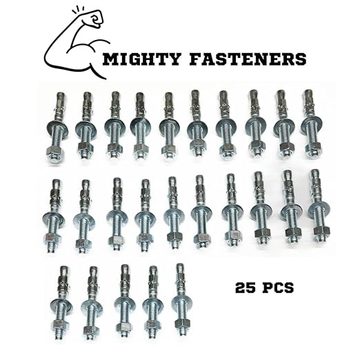 Zinc-Plated Steel Wedge Anchors, 1/2" X 2-3/4" - Heavy-Duty Mounting Bolts for Concrete - 25 Pack